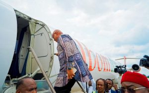Ibom Air Marks Significant Milestone As Flight QI0202 Departs On Time With Gov Umo Eno On Board