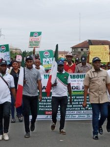 Nlc Members hold protest in Uyo, Akwa ibom